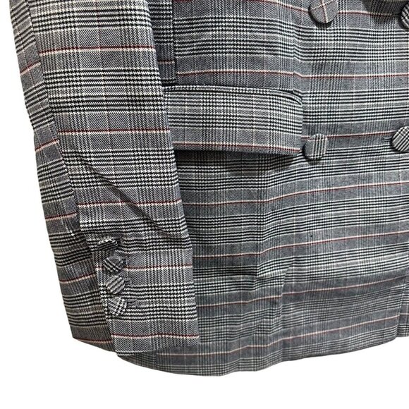 Olia Blazer Size S Black Red Plaid Double Breasted Covered‎ Button Suit Jacket - Picture 7 of 9